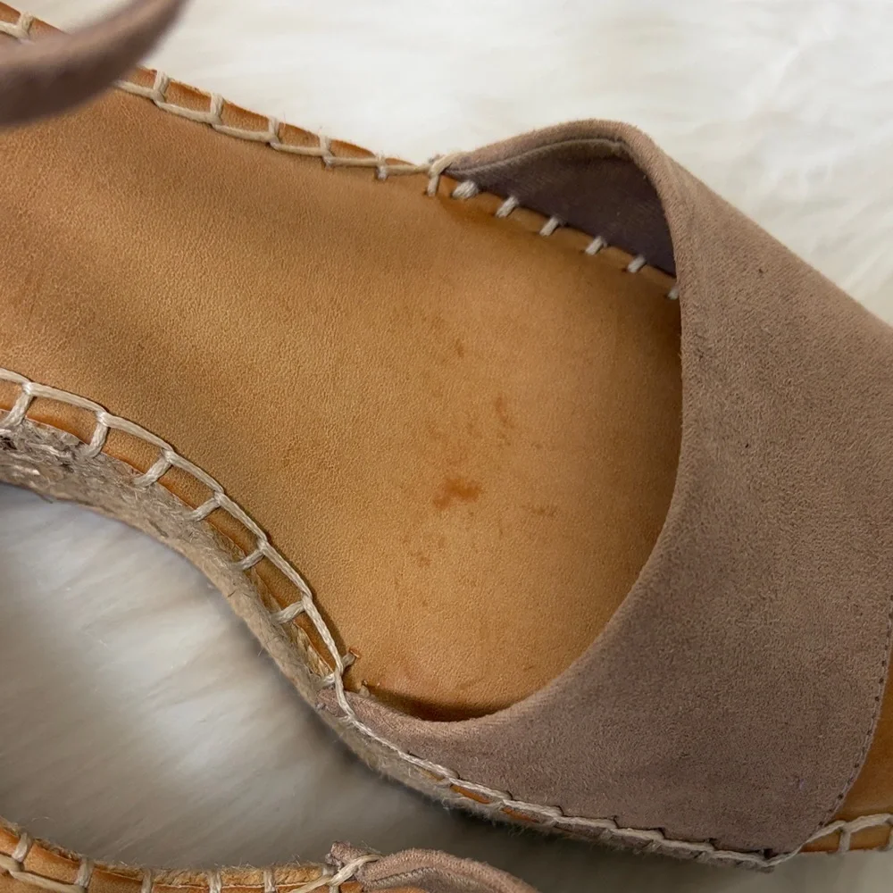 Kelly & Katie Tan Espadrille Wedge Sandals with Ankle Strap